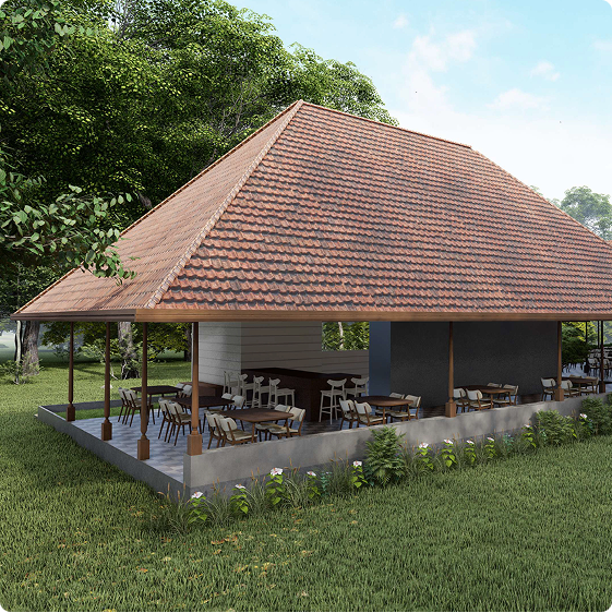 Modern villa with a tiled roof