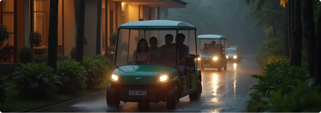 Tiled roof buildings in lush nature